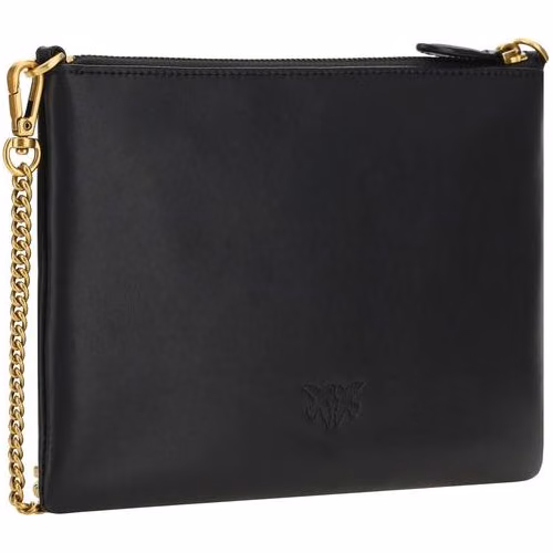 PINKO Black Calf Leather Bos Taurus Shoulder Bag