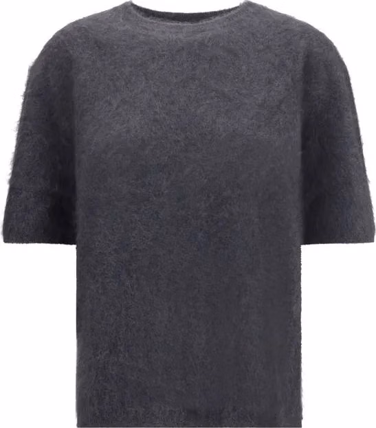Lisa Yang Grey Cashmere Short Sleeve Sweater