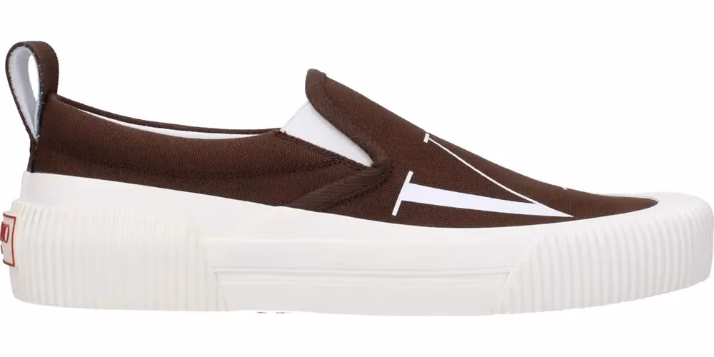 Valentino Garavani Brown Fabric Slip-On Loafers