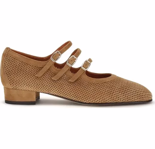 Carel Paris Beige Calf Leather Bos Taurus Ballet Flats