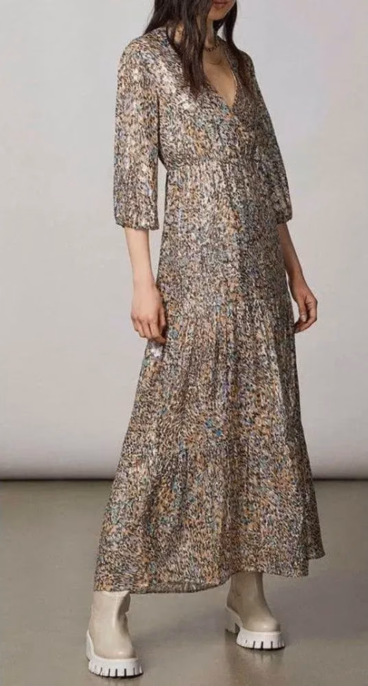 Patrizia Pepe Gold Silk Casual Dress
