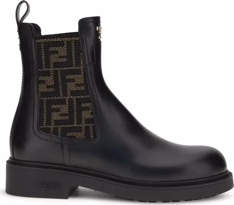 Fendi Black Calf Leather Bos Taurus Ankle Boots