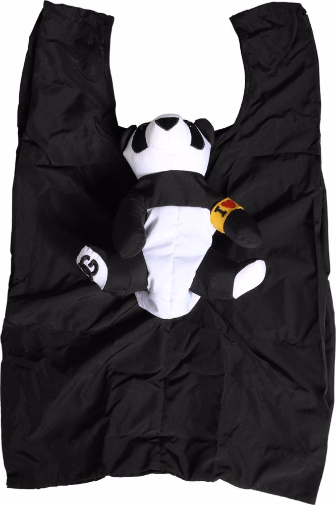 Dolce & Gabbana Men Black Polyester Panda Stuffed Ecobag Bag