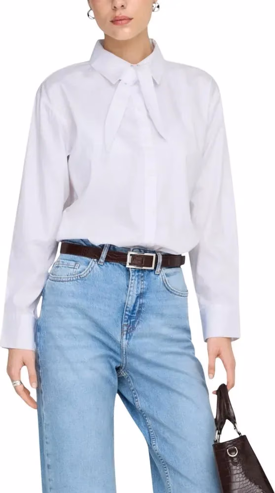 Jacqueline De Yong White Cotton Blouse