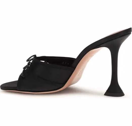 Amina Muaddi Black Fabric Sandals