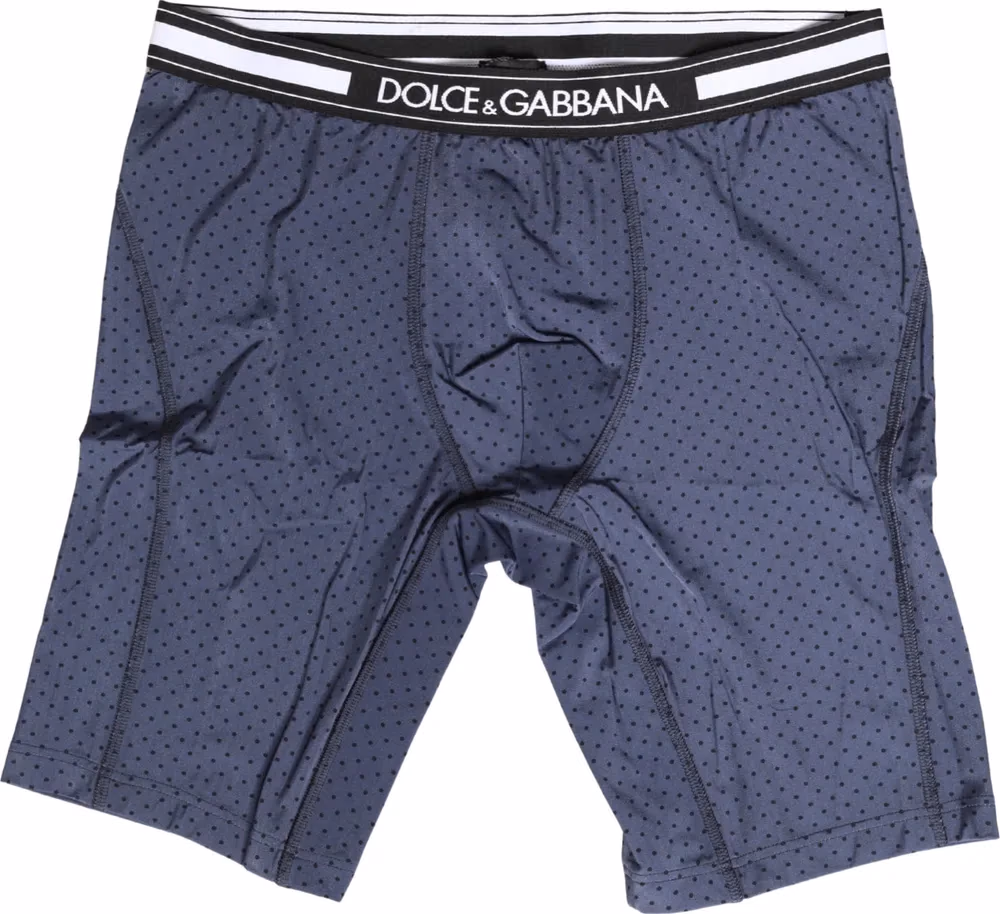 Dolce & Gabbana Dark Blue Polka Dots Men Bike Shorts Underwear