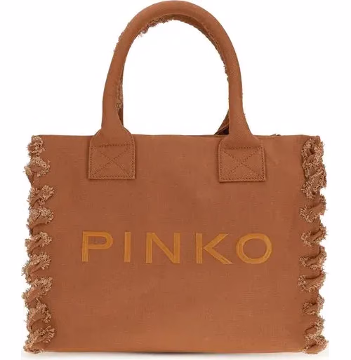 PINKO Brown Cotton Shoulder Bag