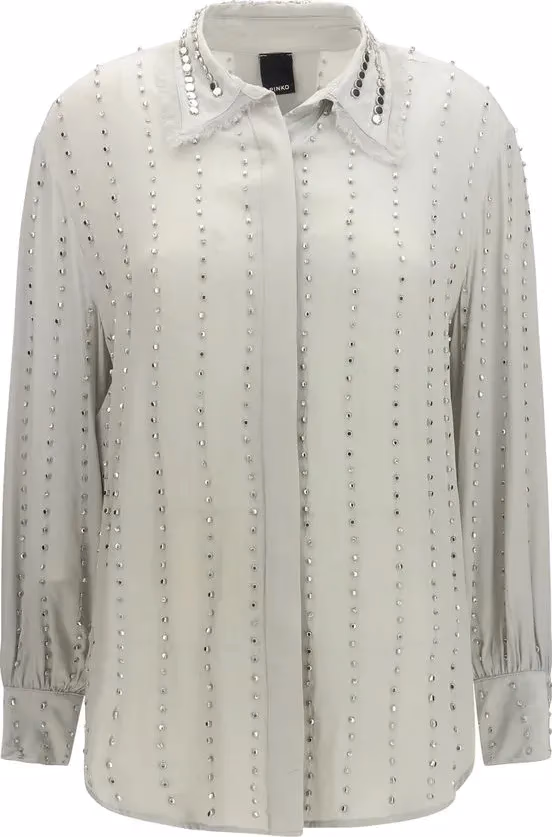 PINKO Gray Viscose Pattern Shirt