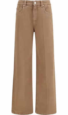 Brown Cotton Straight-Leg Jeans