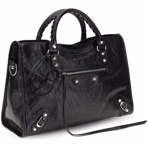 Balenciaga Black Lamb Ovis Aries Aries Shoulder Bag