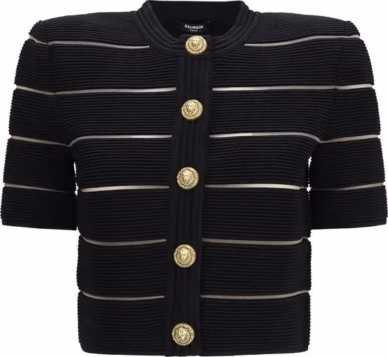 Balmain Black Viscose Cardigan