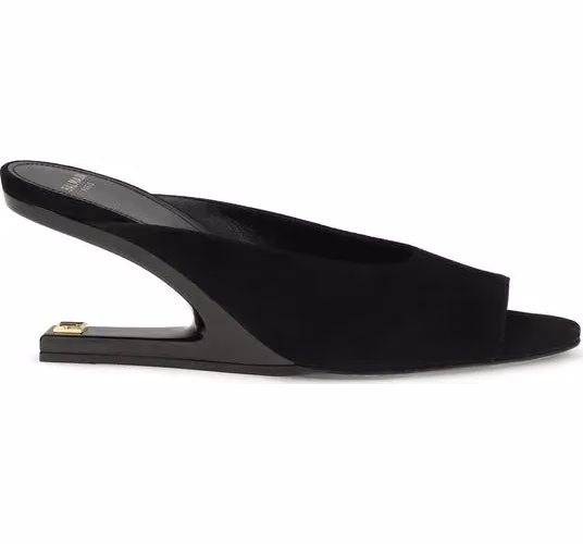 Balmain Black Goatskin Mules