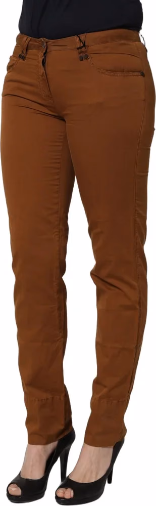 PLEIN SUD Brown Cotton Mid Waist Skinny Chino Pants