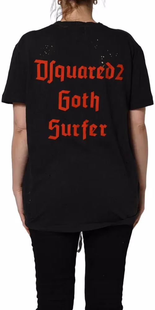 Dsquared² Black Chain Embellished Cotton Short Sleeve T-shirt