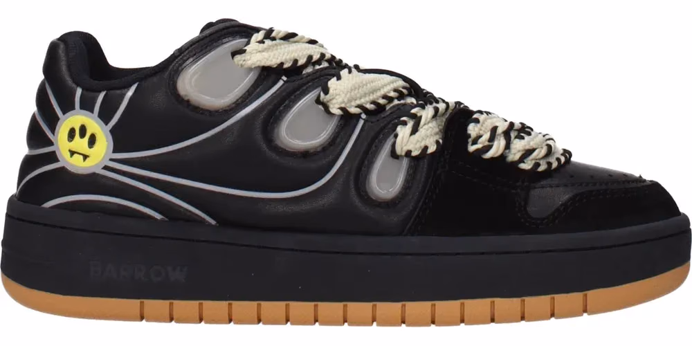 Barrow Black Leather Low Top Sneakers
