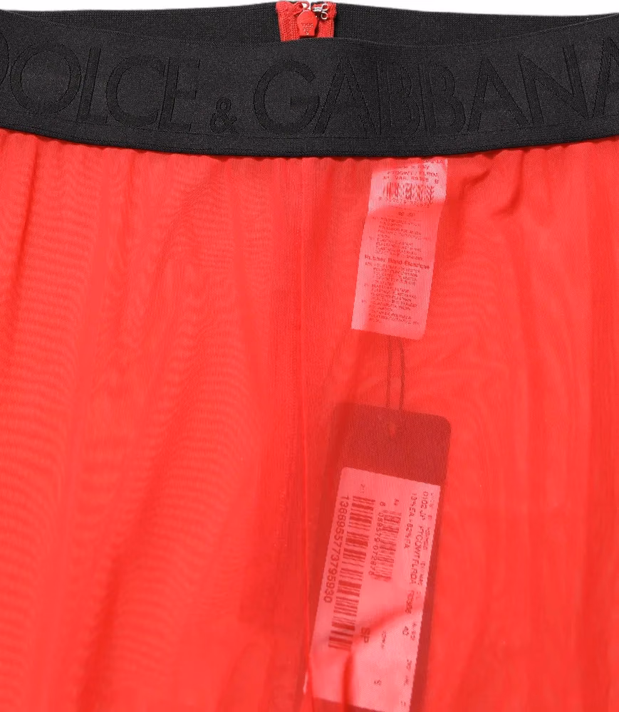 Dolce & Gabbana Red Nylon Stretch Slim Legging Trouser Pants