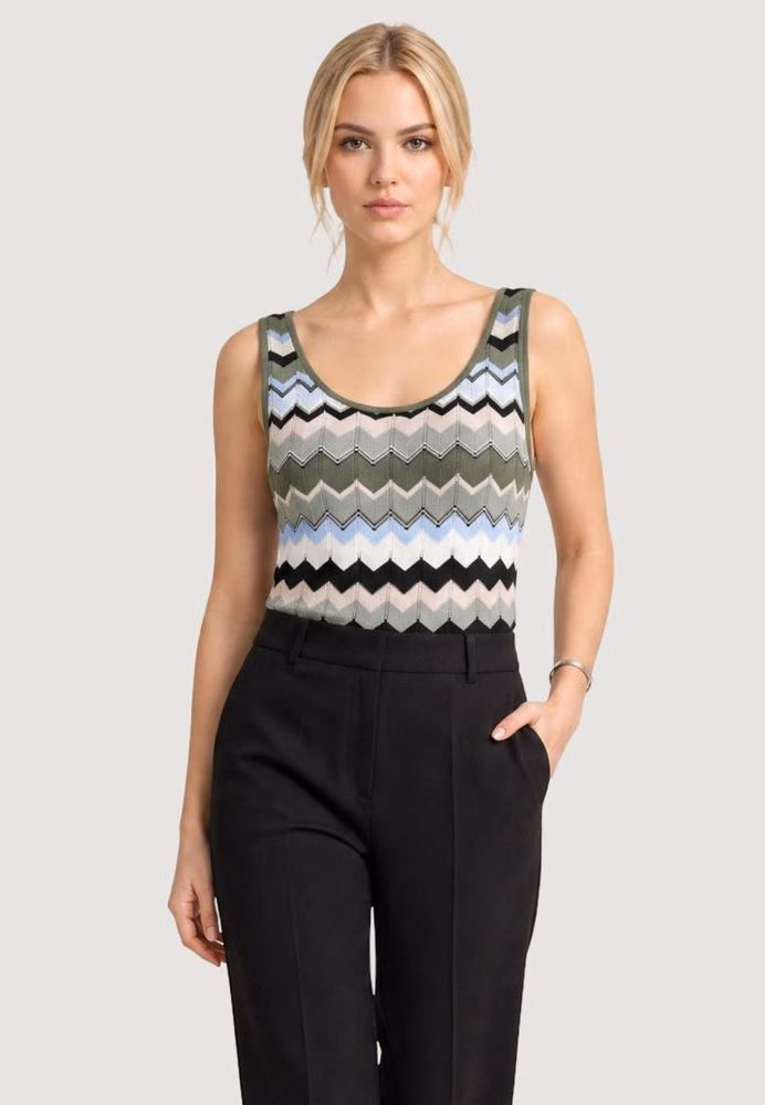 Street One Green Marabou Tank Tops