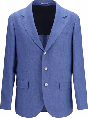 Blue Linen Full-Length Jacket
