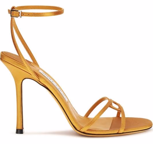 Jimmy Choo Orange Silk Stiletto Heel Sandals