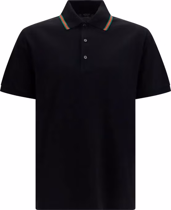 Gucci Black Cotton Polo Shirt