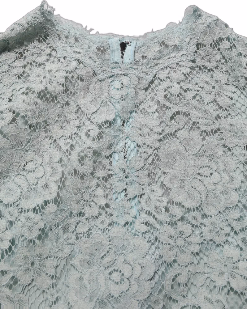 Dolce & Gabbana Mint Green Lace Sleeveless Knee Length Dress