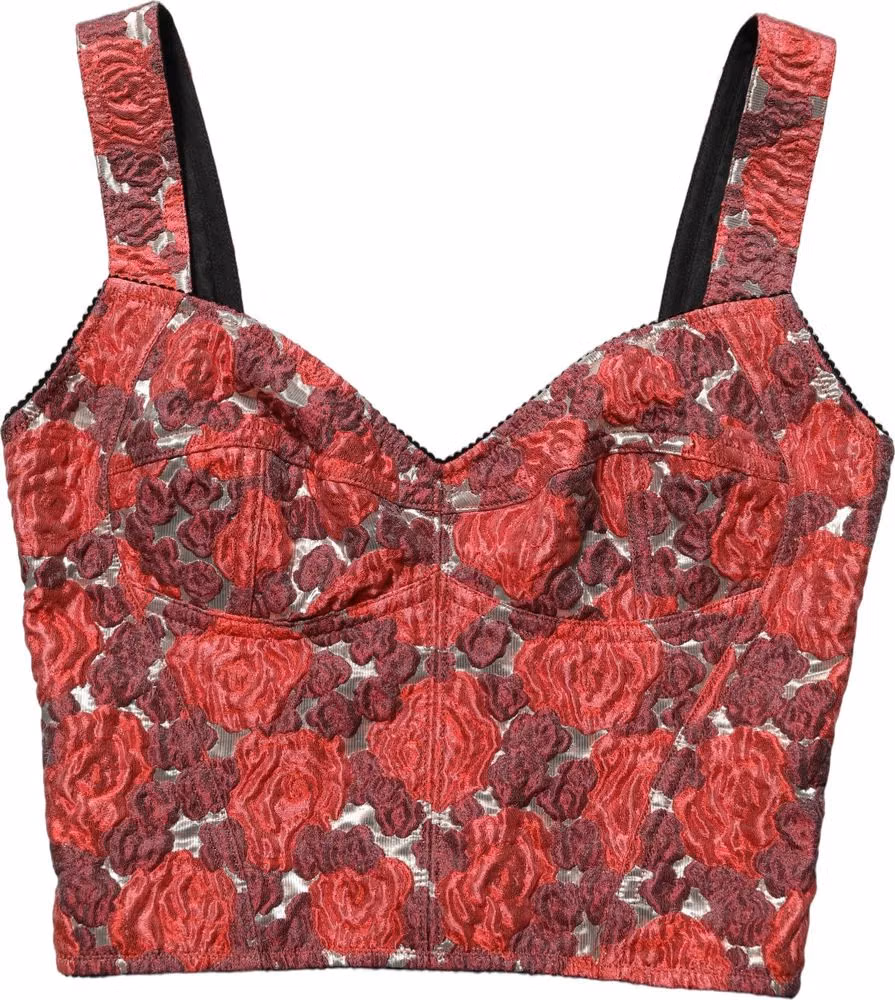 Dolce & Gabbana Multicolor Floral Cropped Bustier Tank Top