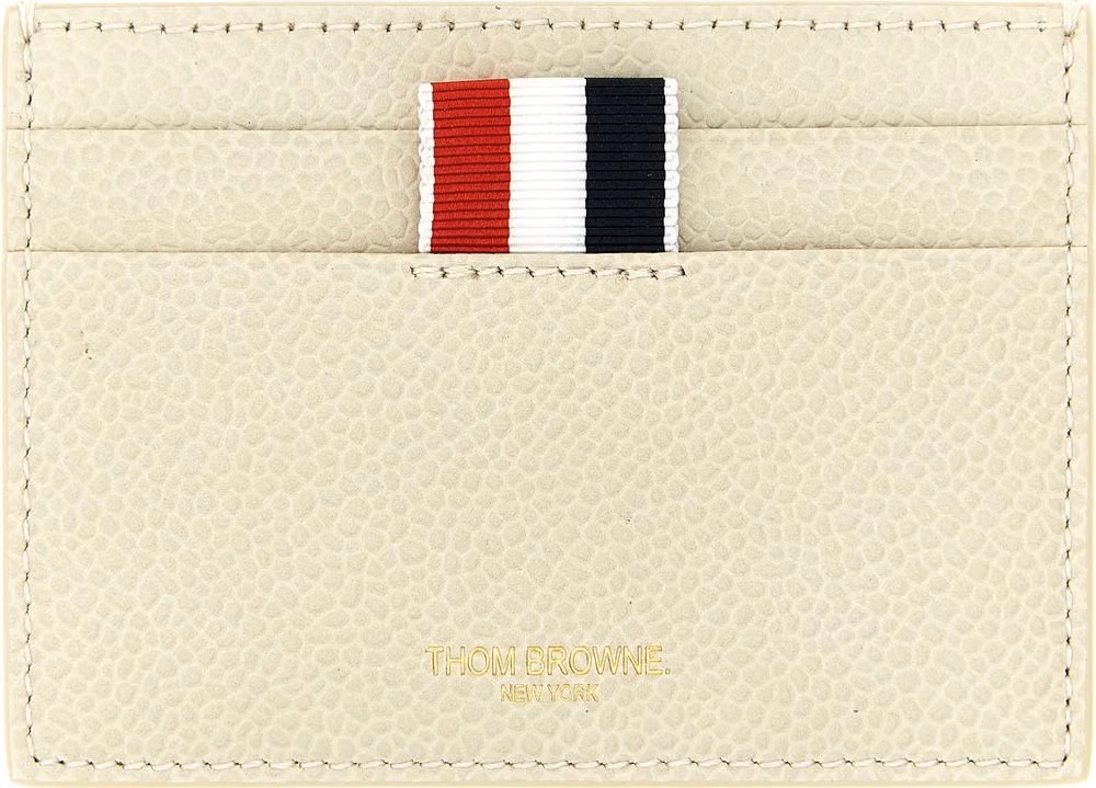 Thom Browne Beige Calfskin Cardholder