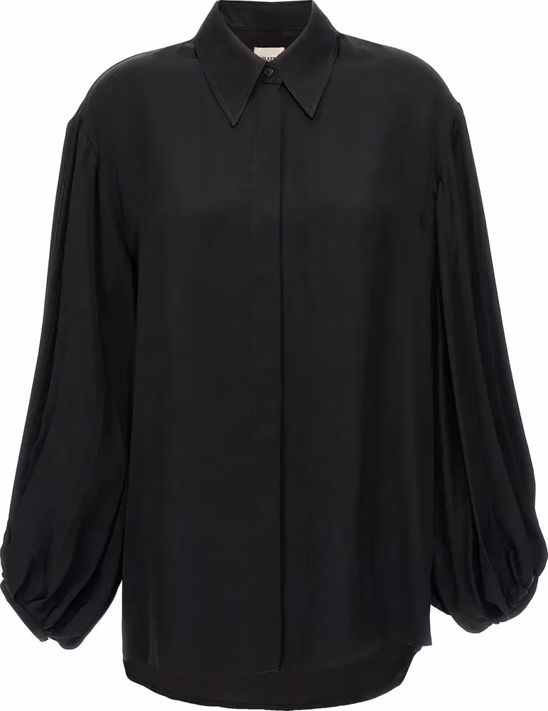 Khaite Black Cupro Blouse