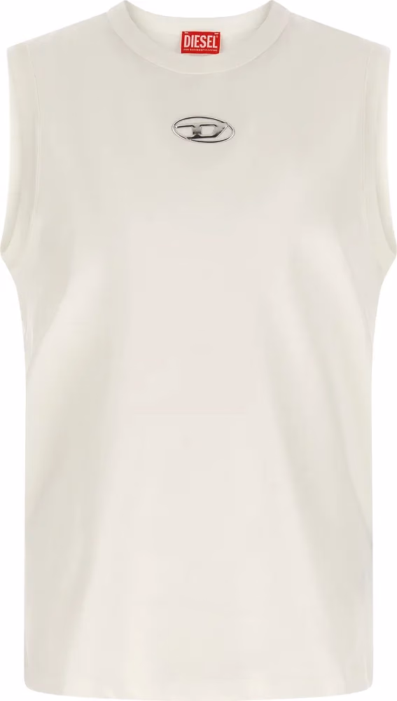 Diesel White Cotton Sleeveles T-Shirt
