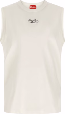 White Cotton Sleeveles T-Shirt
