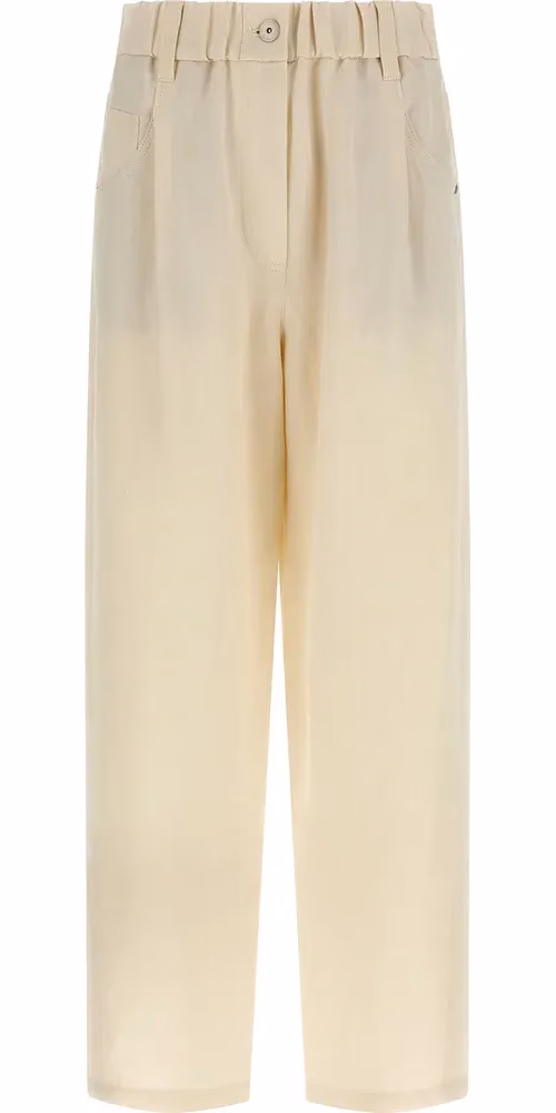 Brunello Cucinelli White Viscose Casual Pants