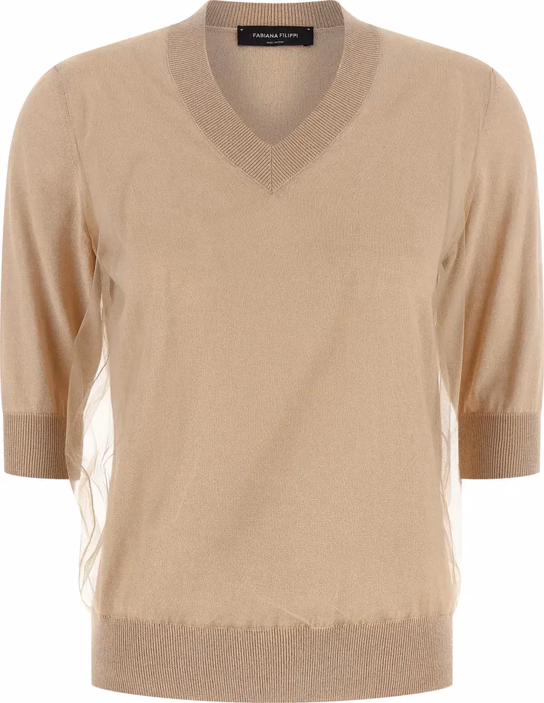Fabiana Filippi Beige Virgin Wool Cardigan