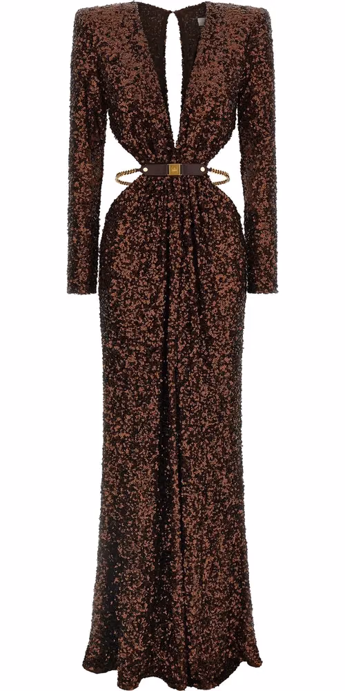 Elisabetta Franchi Brown Polyester Long Dress