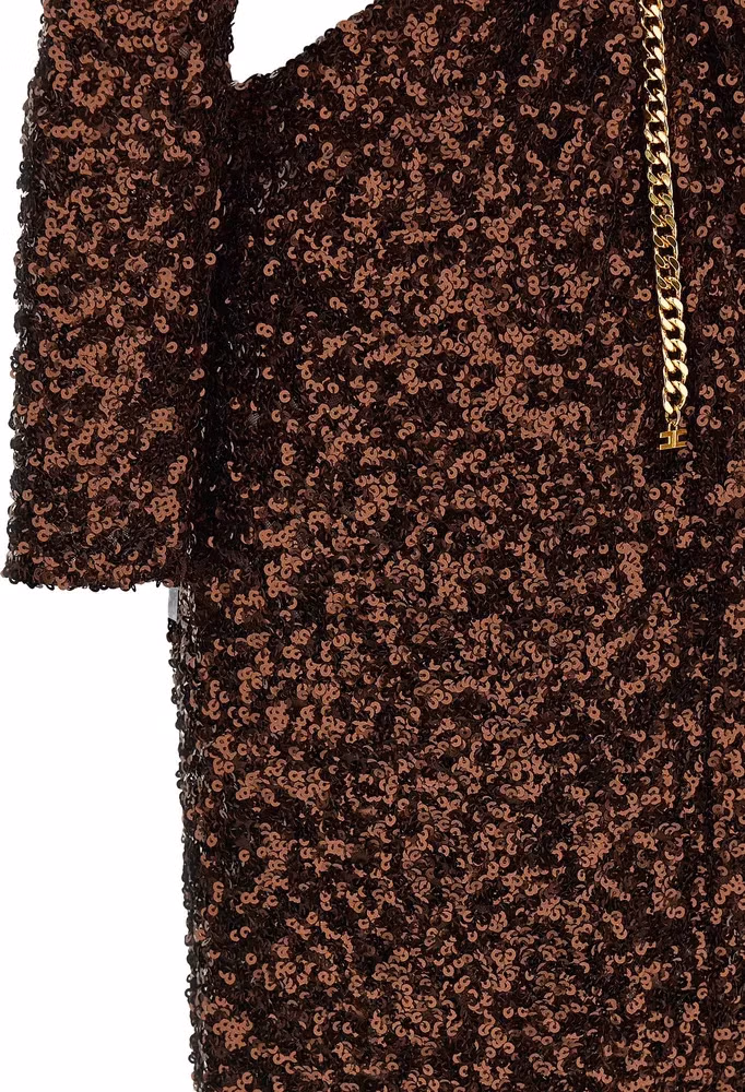 Elisabetta Franchi Brown Polyester Long Dress