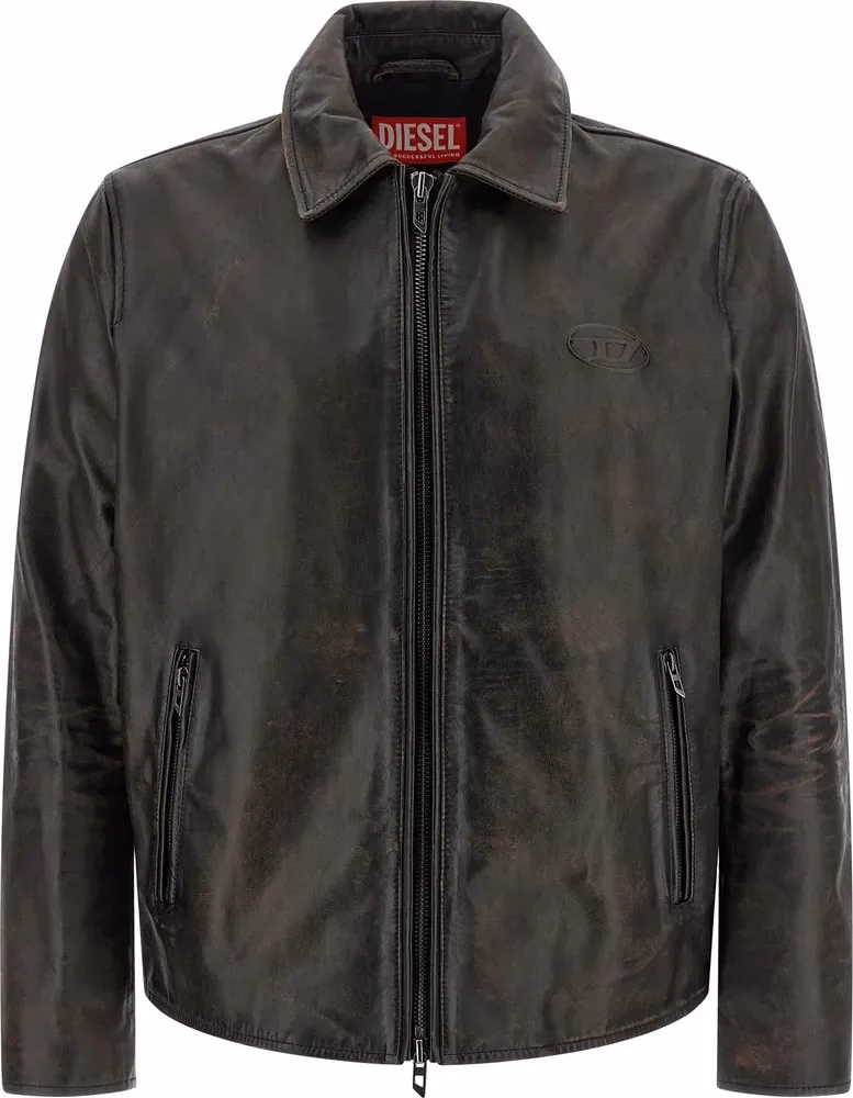 Diesel Brown Cowhide Leather Jacket