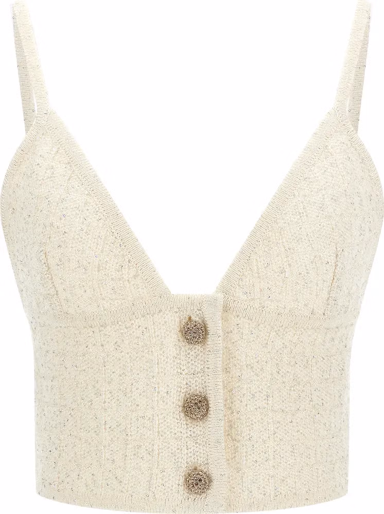 Alessandra Rich White Polyester Tank Tops