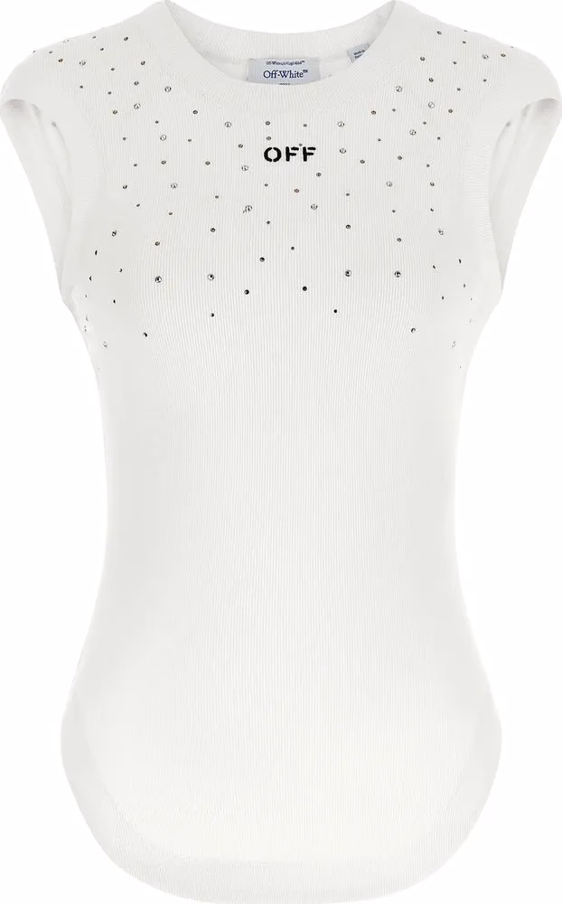 Off-White White Viscose Sleeveles T-Shirt
