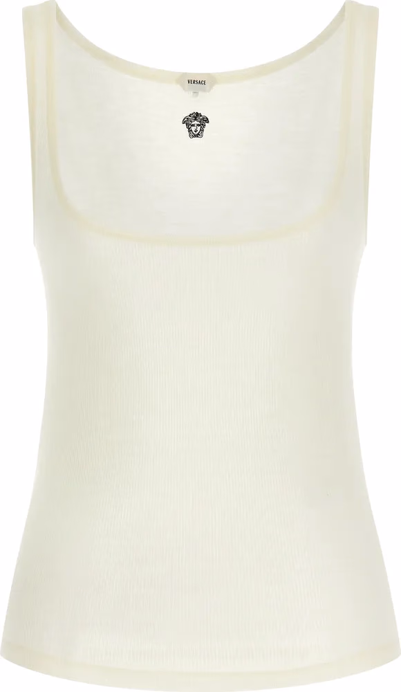 Versace White Virgin Wool Sleeveles T-Shirt