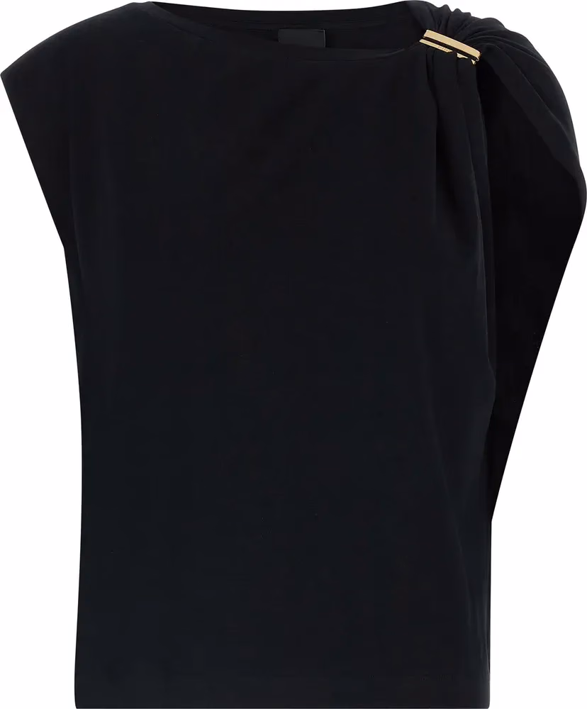PINKO Black Cotton Tank Tops