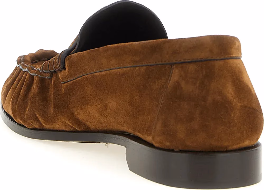 Saint Laurent Brown Calfskin Slip-On Loafers