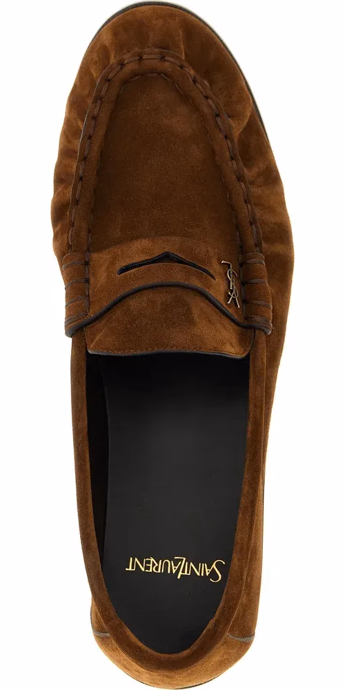 Saint Laurent Brown Calfskin Slip-On Loafers