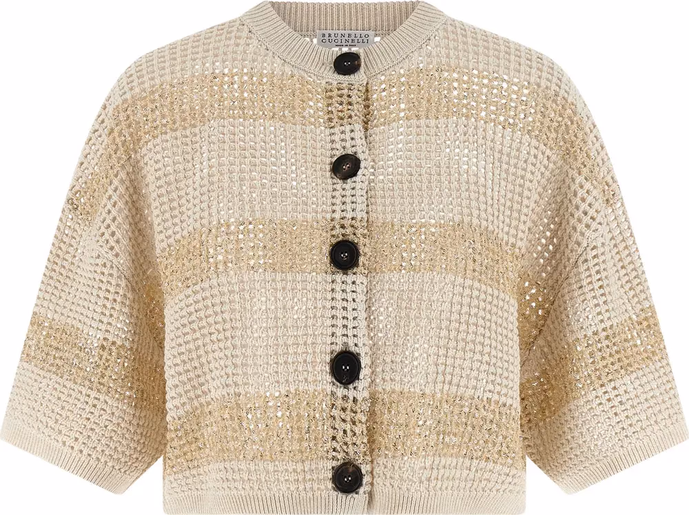 Brunello Cucinelli Beige Cotton Cardigan