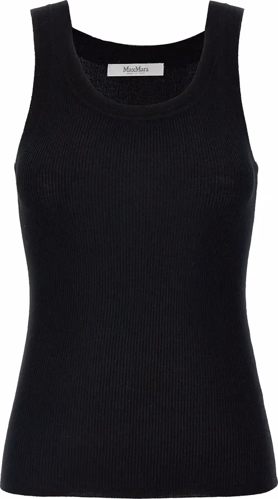 Max Mara Black Virgin Wool Sleeveles T-Shirt