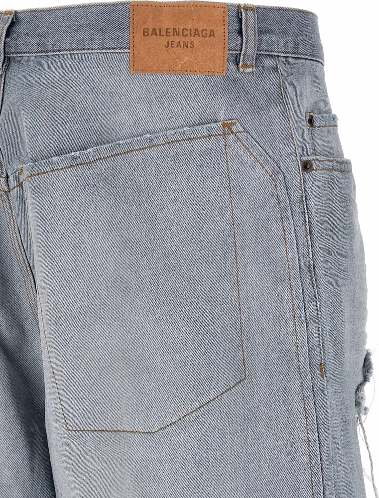 Balenciaga Blue Cotton Relaxed Fit Jeans