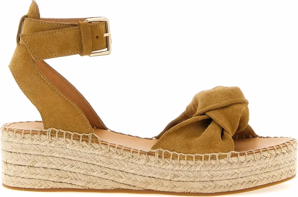 ODISSI Beige Calfskin Wedge Sandals