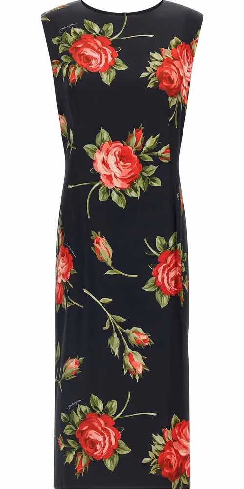 Dolce & Gabbana Black Viscose Midi Dress