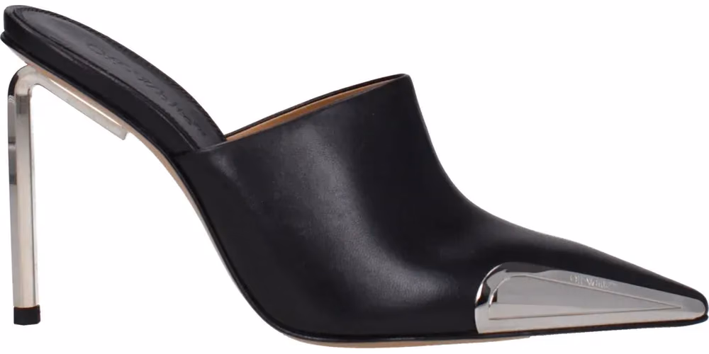 Off-White Black Leather High Heel Pumps