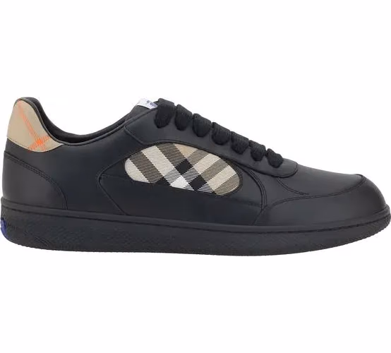 Burberry Black Calf Leather Bos Taurus Low Top Sneakers