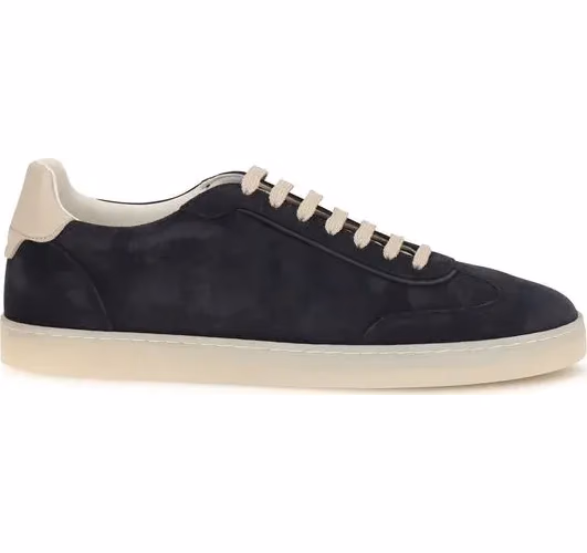 Brunello Cucinelli Brown Calf Leather Bos Taurus Low Top Sneakers