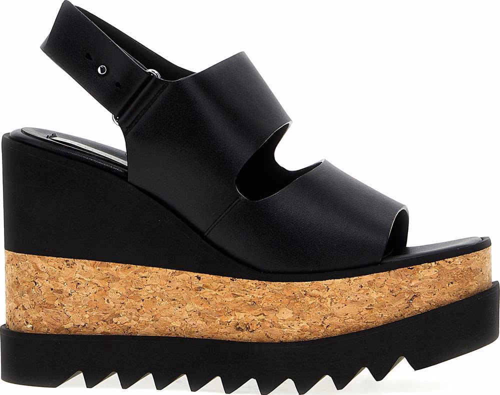 Stella McCartney Black Polyester Wedge Sandals
